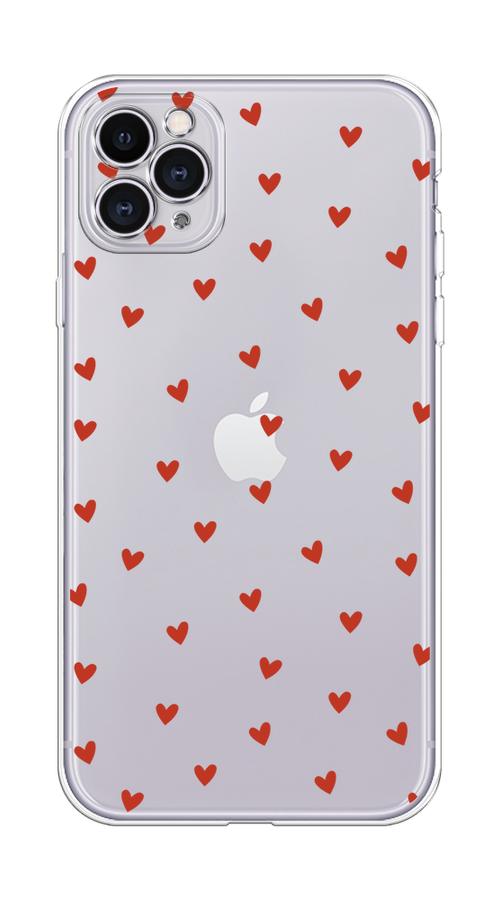 

Чехол на Apple iPhone 11 Pro Max "Red hearts", Красный;прозрачный, 12250-1