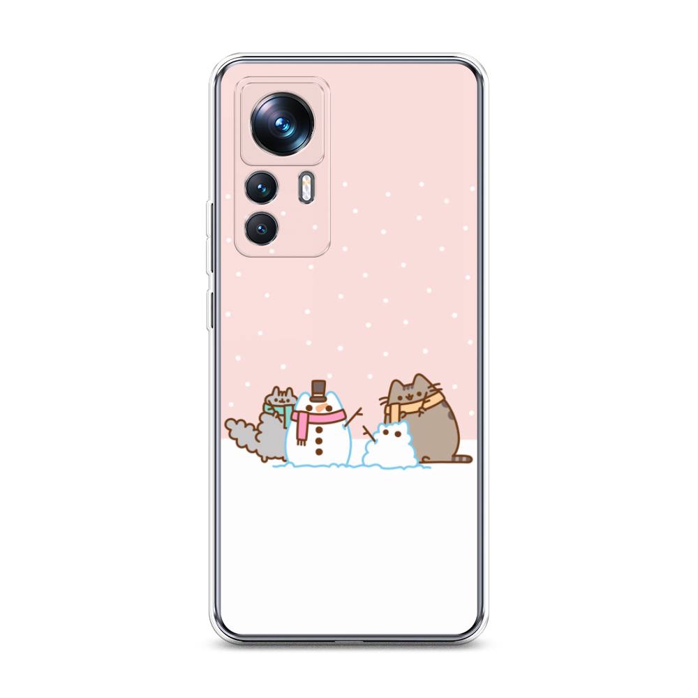 

Чехол на Xiaomi 12T Pro "Котики в снегу", Розовый;белый;серый, 315750-5