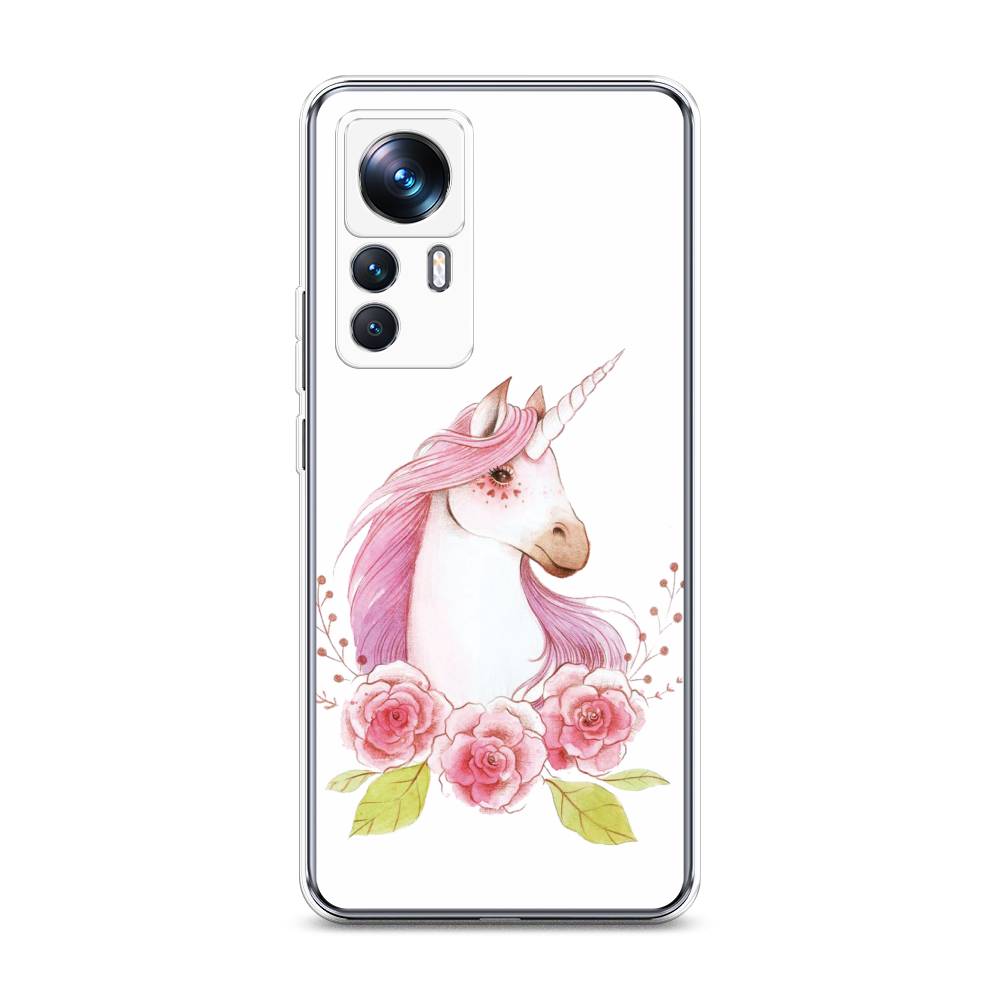 

Чехол на Xiaomi 12T Pro "Единорог цветы", Белый;розовый;серый, 315750-1