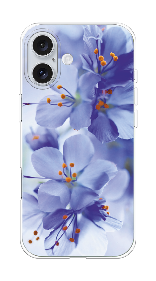 

Чехол на Apple iPhone 16 Plus "Фиолетовые цветки", Фиолетовый;синий, 16150-1