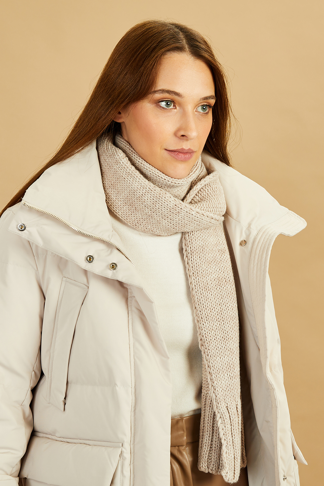 

Шарф женский Baon B3522504 cold almond melange, Бежевый, B3522504