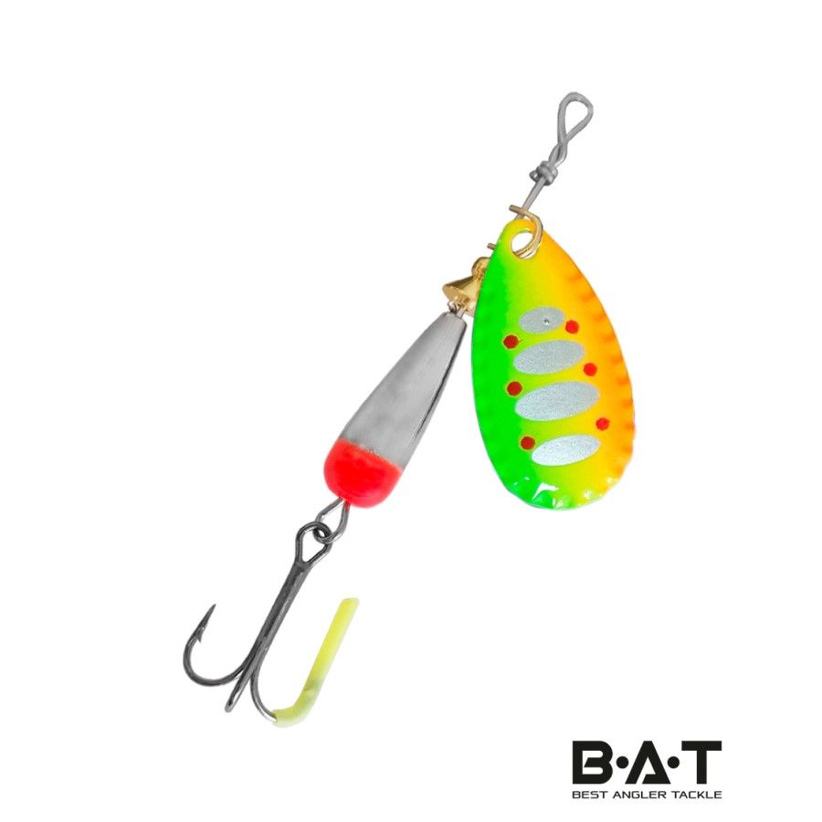 

Блесна для рыбалки вертушка BAT VIBROBULLET №2, 9 гр.. 40mm. #116, Серебристый;красный;зеленый;оранжевый, VIBROBULLET