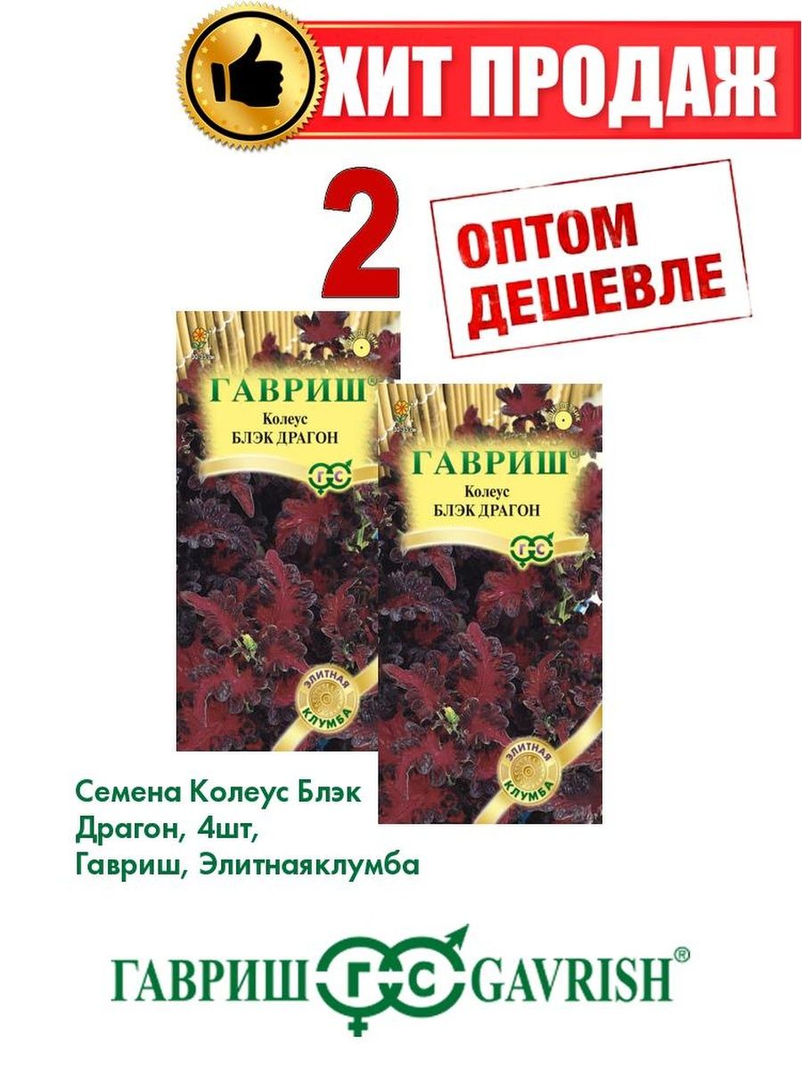 

Семена Колеус Блэк Драгон, 4шт, Гавриш, Элитная клумба(2уп)