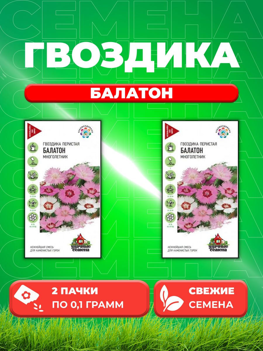 

Семена Гвоздика перистая Балатон, смесь, 0,1г, Удачные (2уп)