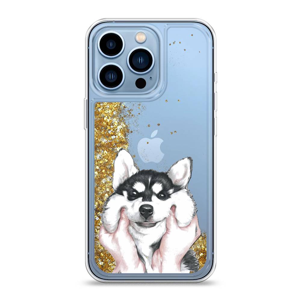 

Жидкий чехол с блестками "Щечки хаски" на Apple iPhone 13 Pro, 14390-1