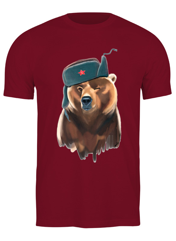 Мужская футболка Русский мишка бордового цвета, размер XL от Printio.