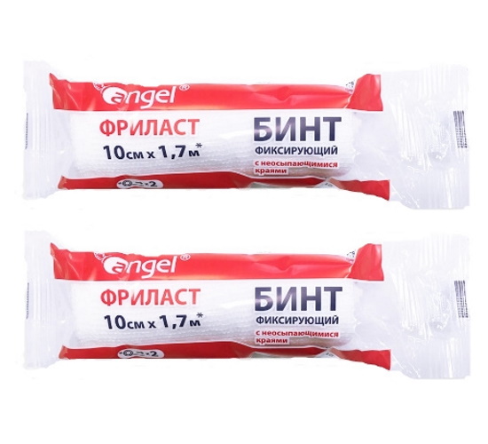 

Бинт фиксирующий с неосыпающимися краями Фриласт Angel 10 см х 1,7 м 2 шт., Белый