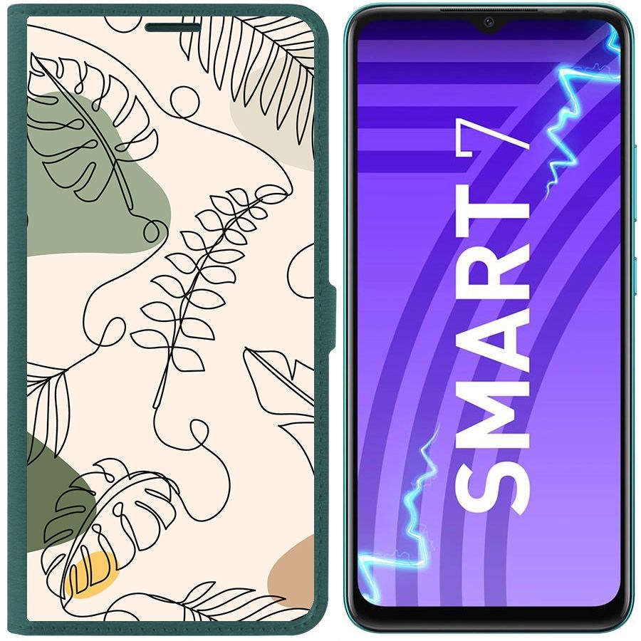

Чехол-книжка Krutoff Eco Book для INFINIX Smart 7 Линия весны (зелёный опал), Зеленый