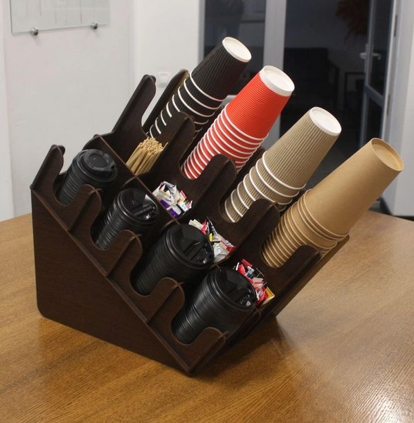 

Органайзер деревянный, подставка из дерева, держатель для одноразовыx стаканов и крышек