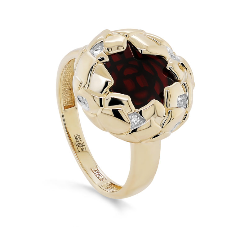 

Кольцо из желтого золота с бриллиантом/гранатом р. 18,5 Kabarovsky 11-21357-3500, 11-21357-3500