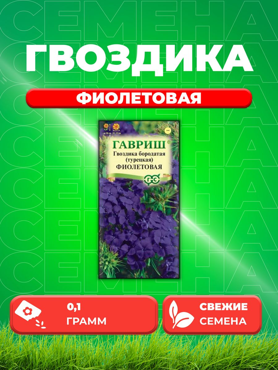 

Семена Гвоздика бородатая (турецкая) Фиолетовая, 0,1г, Гавр