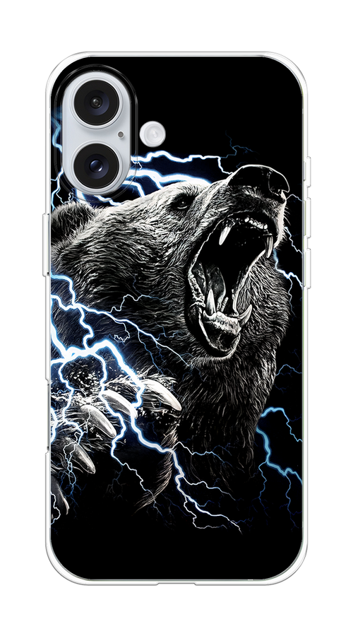 

Чехол на Apple iPhone 16 Plus "Гроза и медведь", Черный;серый;серебристый, 16150-1