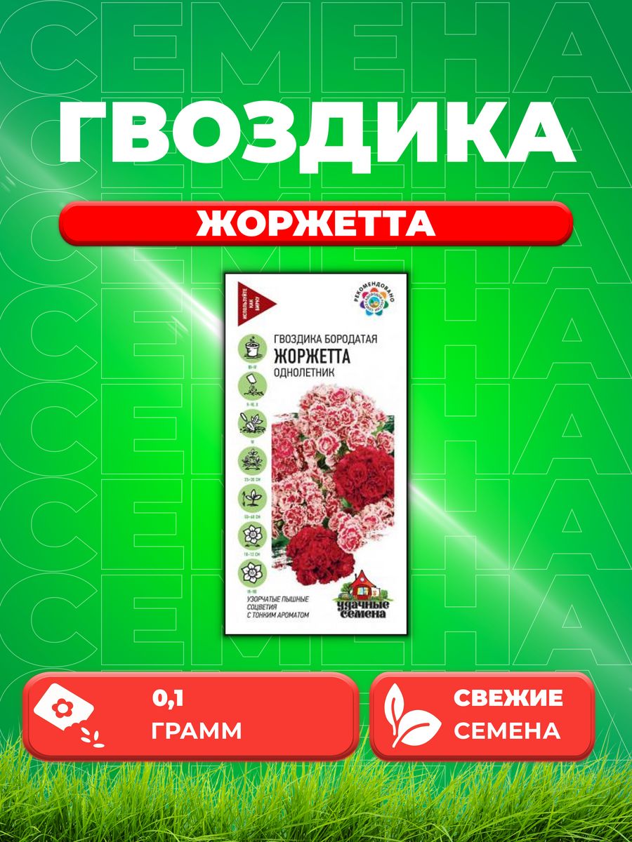 

Семена Гвоздика бородатая (тур) Жоржетта,смесь,0,1г, Удач