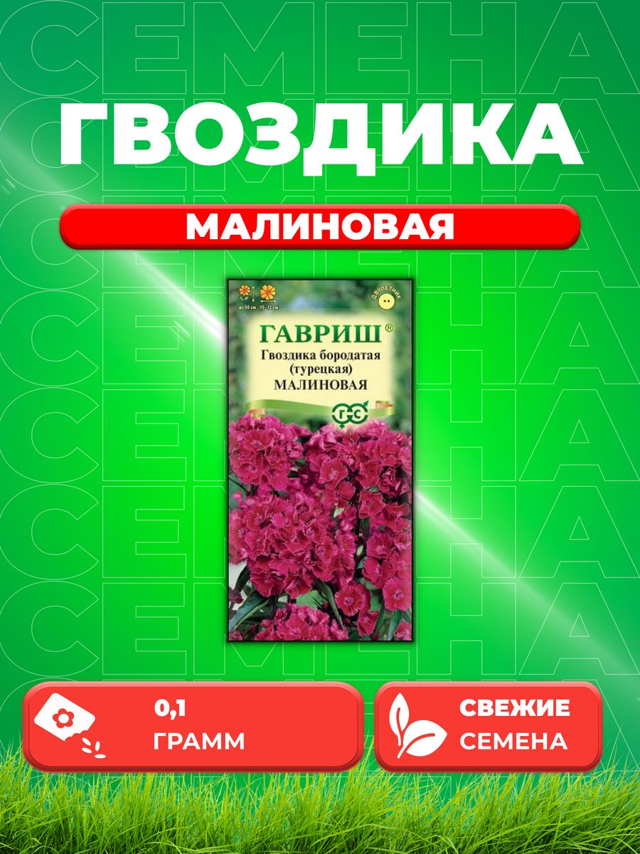 

Семена Гвоздика бородатая (турецкая) Малиновая, 0,1г, Гавр