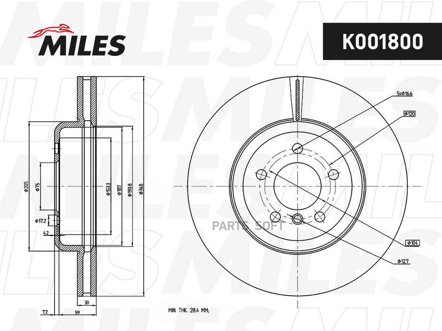 

Miles K001800 Диск Тормозной Bmw F10 10- Передний Miles K001800