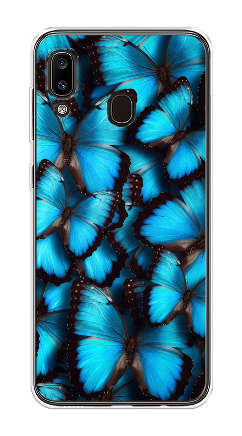 

Чехол на Samsung Galaxy A30/A20 "Тропическая бабочка 2", Голубой;черный, 27650-1