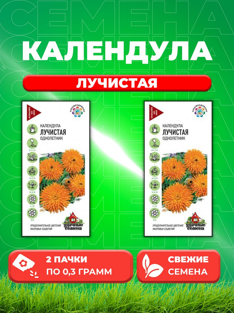 

Семена Календула Лучистая, 0,3г, Удачные (2уп)