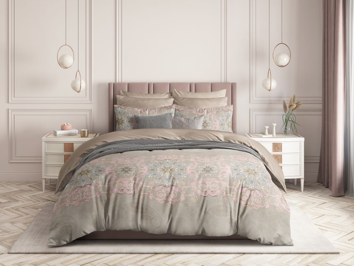 

Постельное белье, сатин Guten Morgen "Paisley pink"; Евро наволочки 50 х 70