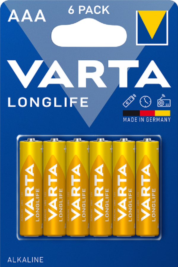 

Батарейка AAA щелочная Varta LR3-6BL Longlife в блистере 6шт. 04103101416