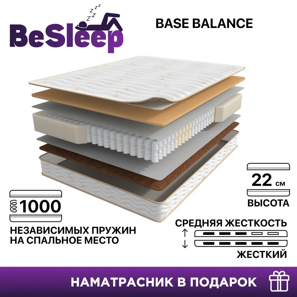 

Матрас BeSleep Base Balance 180х200, Белый, Base Balance