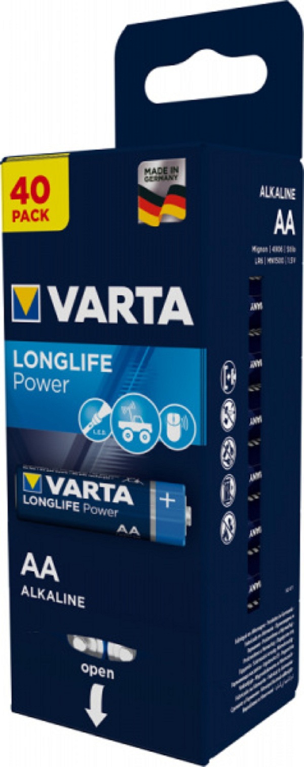 

Батарейка AA щелочная Varta LR6-40BOX Longlife Power (High Energy) в боксе 40 шт. 0490612