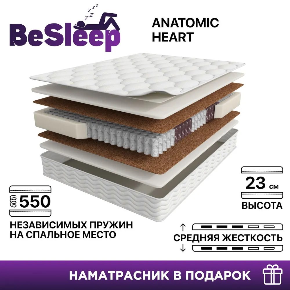 

Матрас BeSleep Anatomic Heart 90х200, Белый, Anatomic Heart
