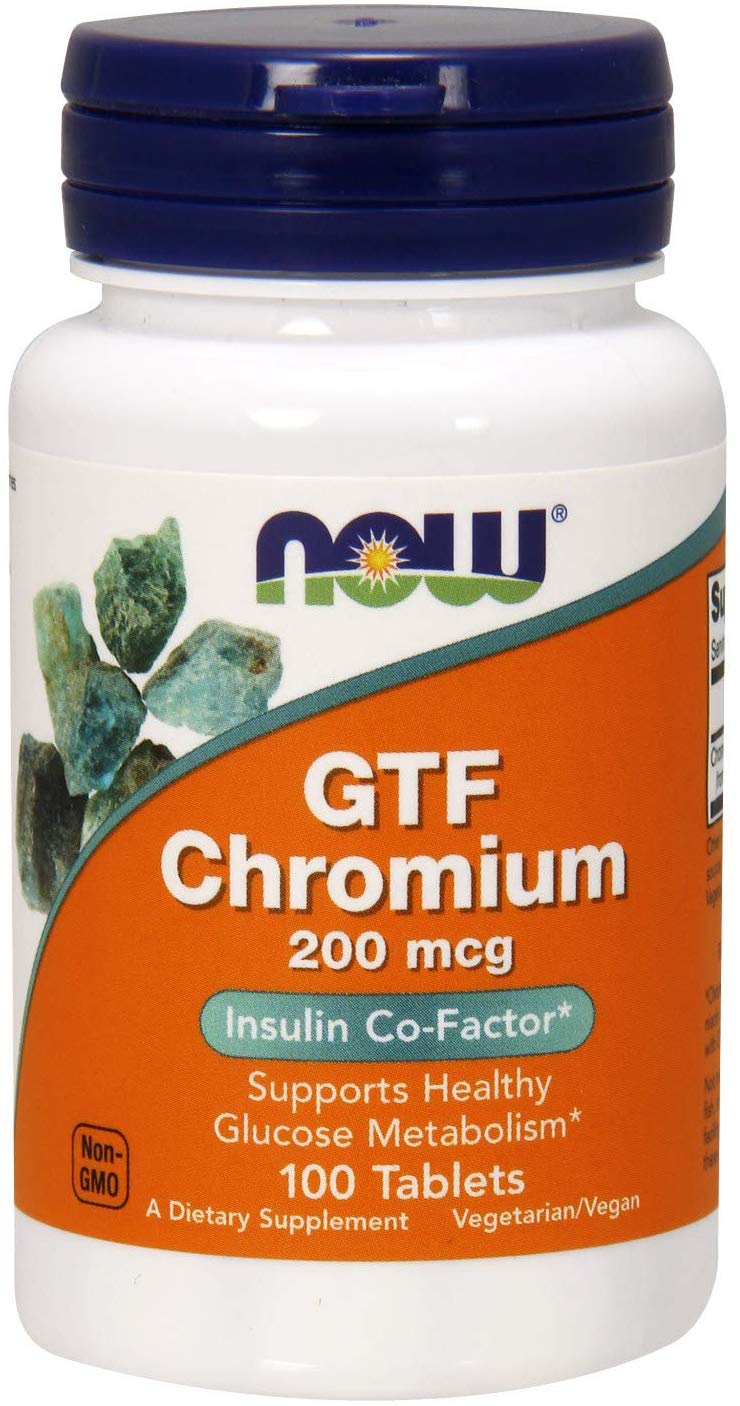 Купить Хром, 328 мг, Now GTF Chromium 200 мкг таблетки 100 шт.