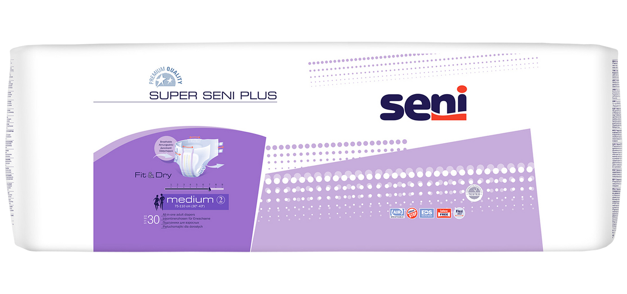 Купить Super Plus, Подгузники для взрослых Super SENI plus medium, 30 шт.