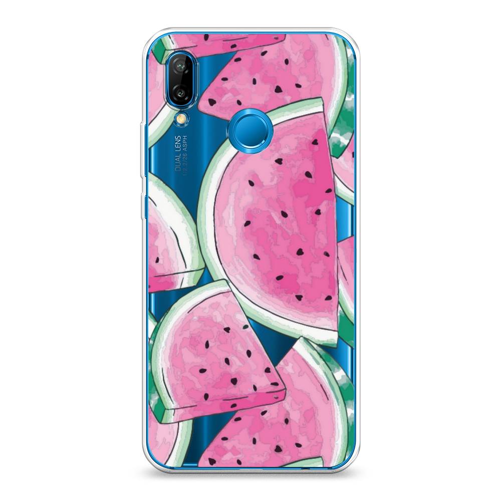 фото Чехол awog "акварельные арбузы" для huawei nova 3e