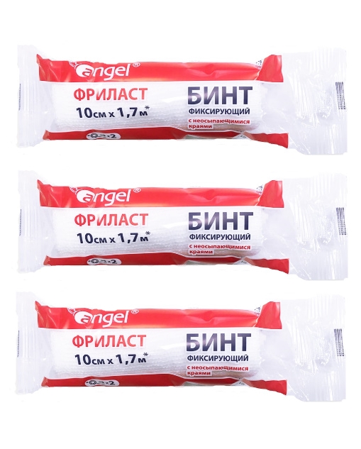 

Бинт фиксирующий с неосыпающимися краями Фриласт Angel 10 см х 1,7 м 3 шт., Белый