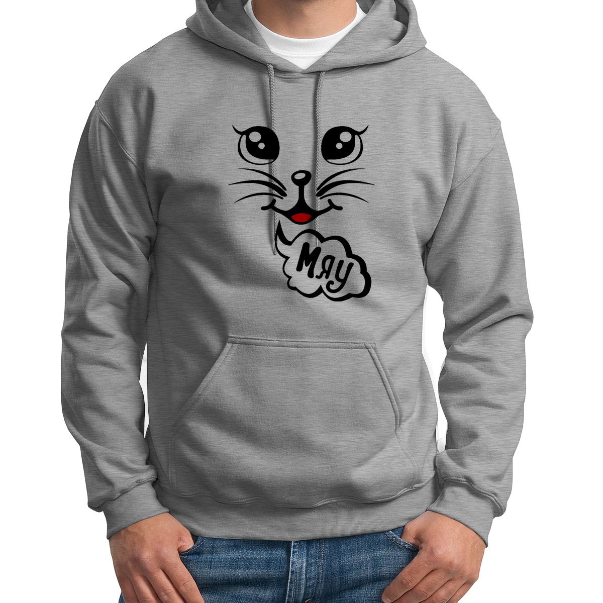 

Худи унисекс CoolPodarok Мяу белое 50 RU, CX50S0115024