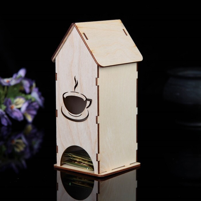 Чайный домик, органайзер для пакетиков, коробка для чая, заготовка из дерева с красками