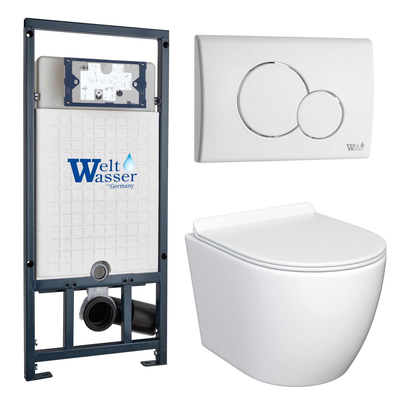 

Инсталляция Weltwasser Mar 507+Кнопка Mar 507RD GL-WT белая+Stella JK1061016 белый унитаз, Marberg JKS106507RGW