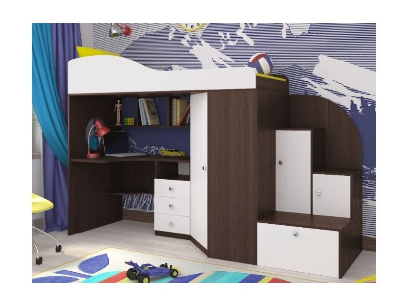 

Кровать-чердак Кадет 1 (Розовый, Бодего темный)