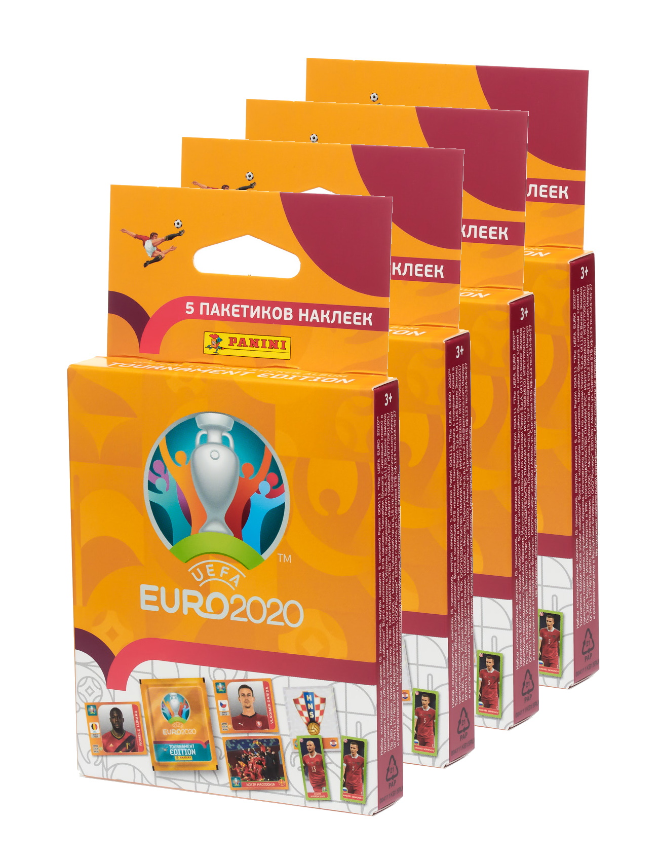 

4 блистера наклеек uefa euro 2020™ tournament edition от panini