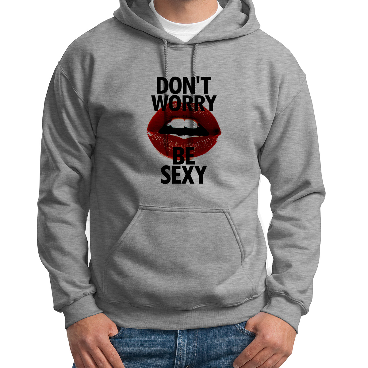 

Худи унисекс CoolPodarok Dont worry be sexy серое 46 RU, 46S01584