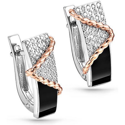 

Серьги из белого золота с бриллиантом/эмалью Kabarovsky 12-11059-1002, 12-11059-1002