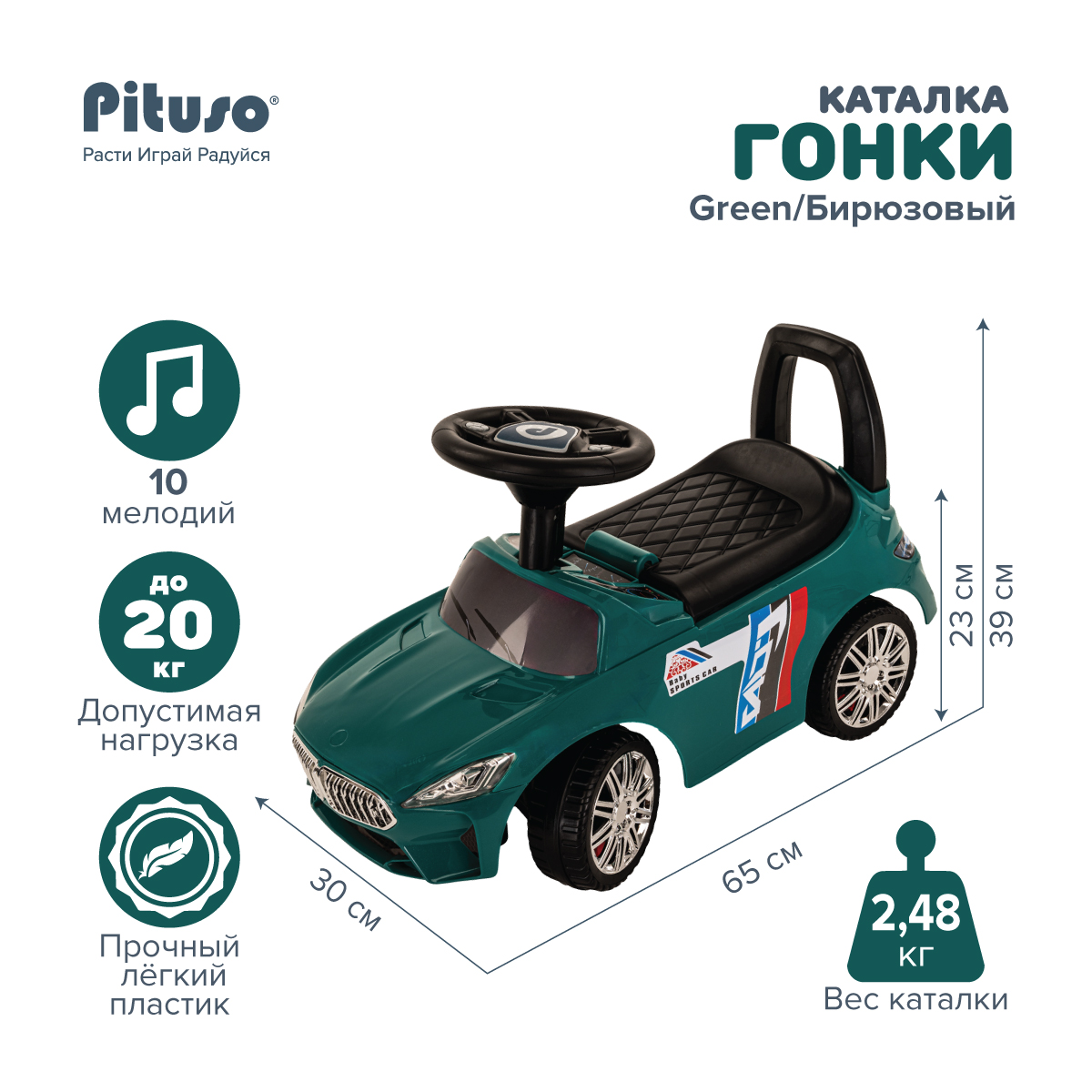 Каталка Pituso Гонки Бирюзовый 4100₽