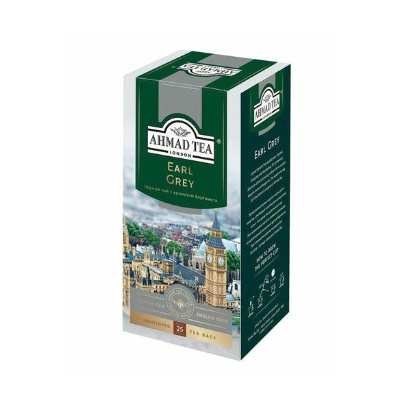 Чай черный Ahmad Tea Earl Grey без кофеина в пакетиках 2 г х 20 шт