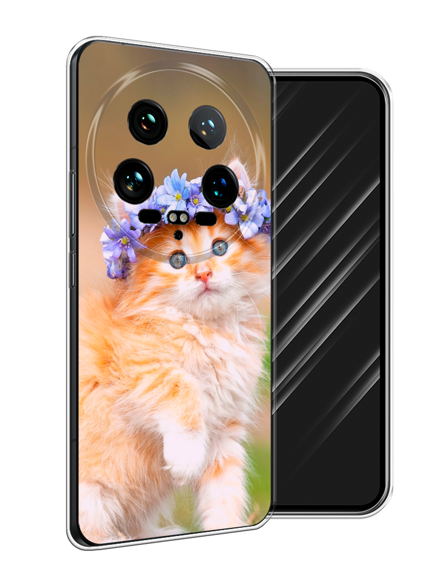 

Чехол Awog на Xiaomi 14 Ultra "Рыжий кот в венке", Коричневый;синий, 321850-1
