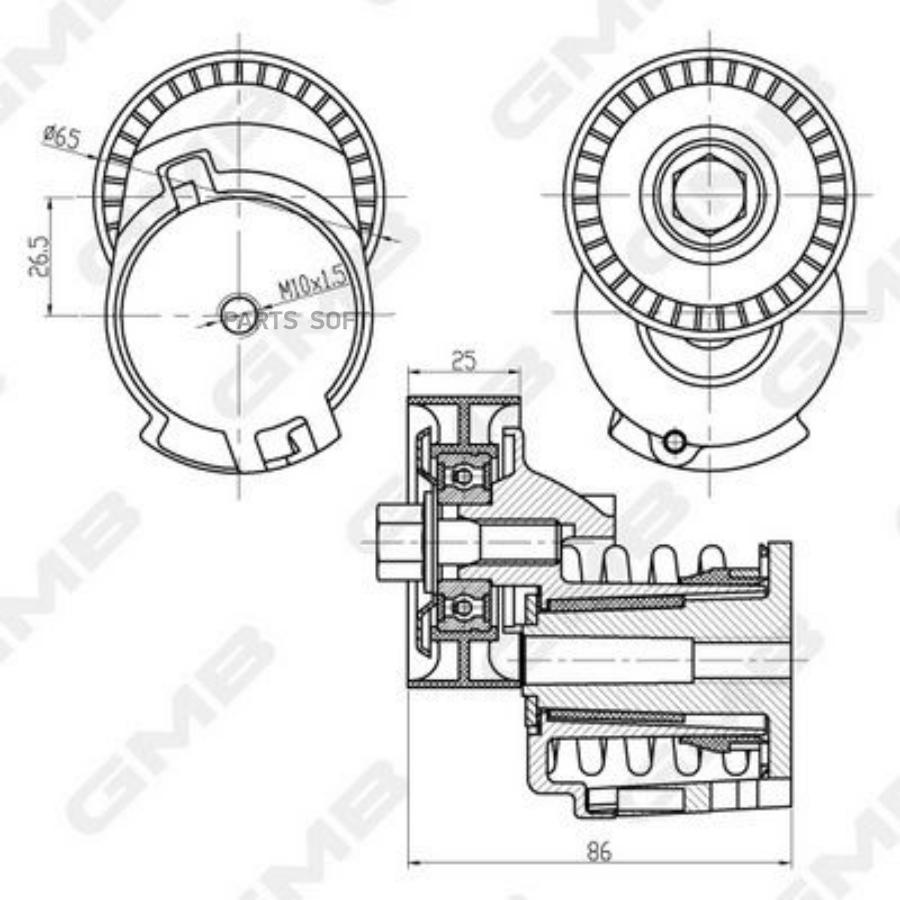 

GMB Натяжитель приводного ремня AUDI A3/SEAT/SKODA FABIA/OCTAVIA/VW POLO 1,4/1,6 03-