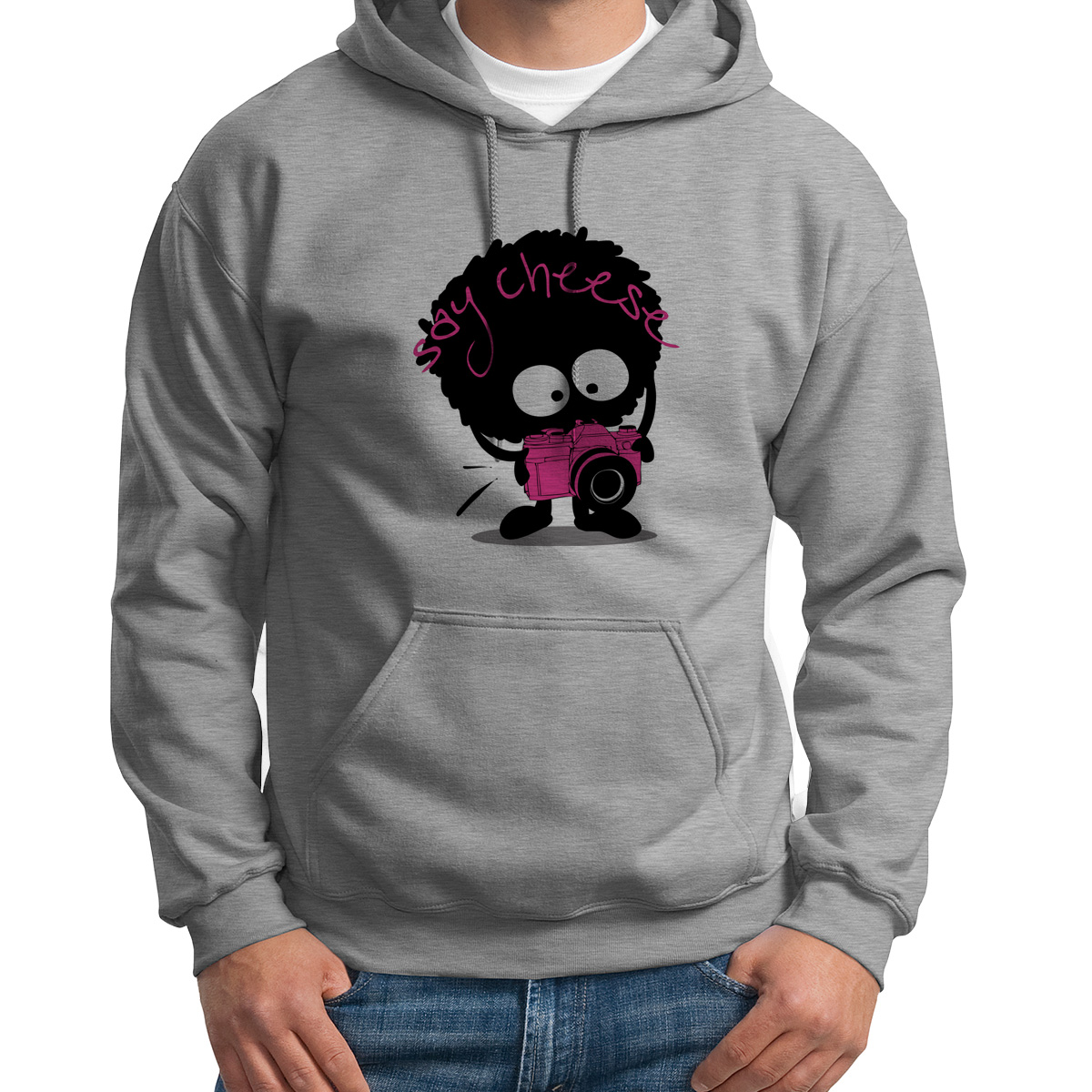 

Худи унисекс CoolPodarok Say cheese серое 46 RU, 6S015783