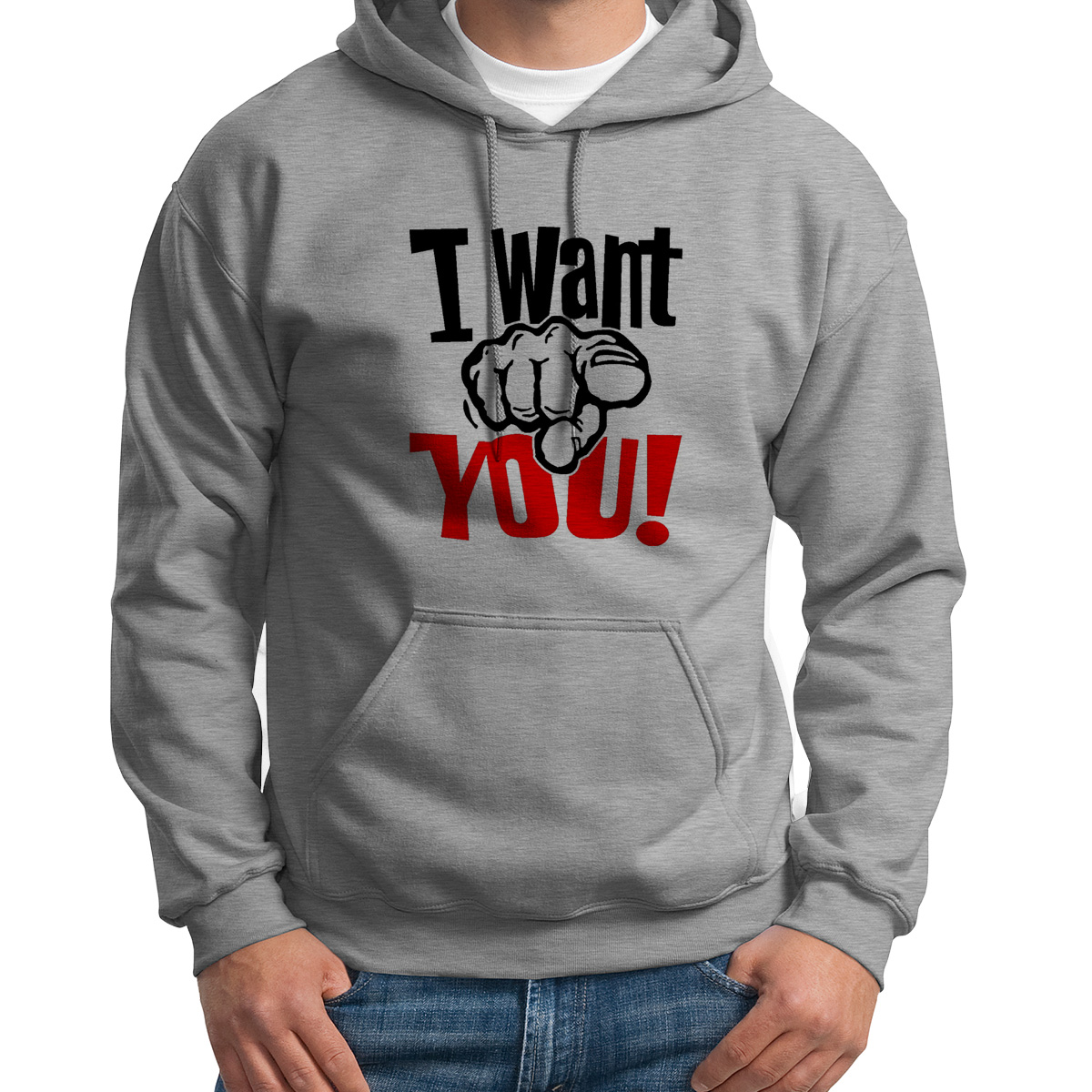 

Худи унисекс CoolPodarok I want you серое 50 RU, Серый, S0114428