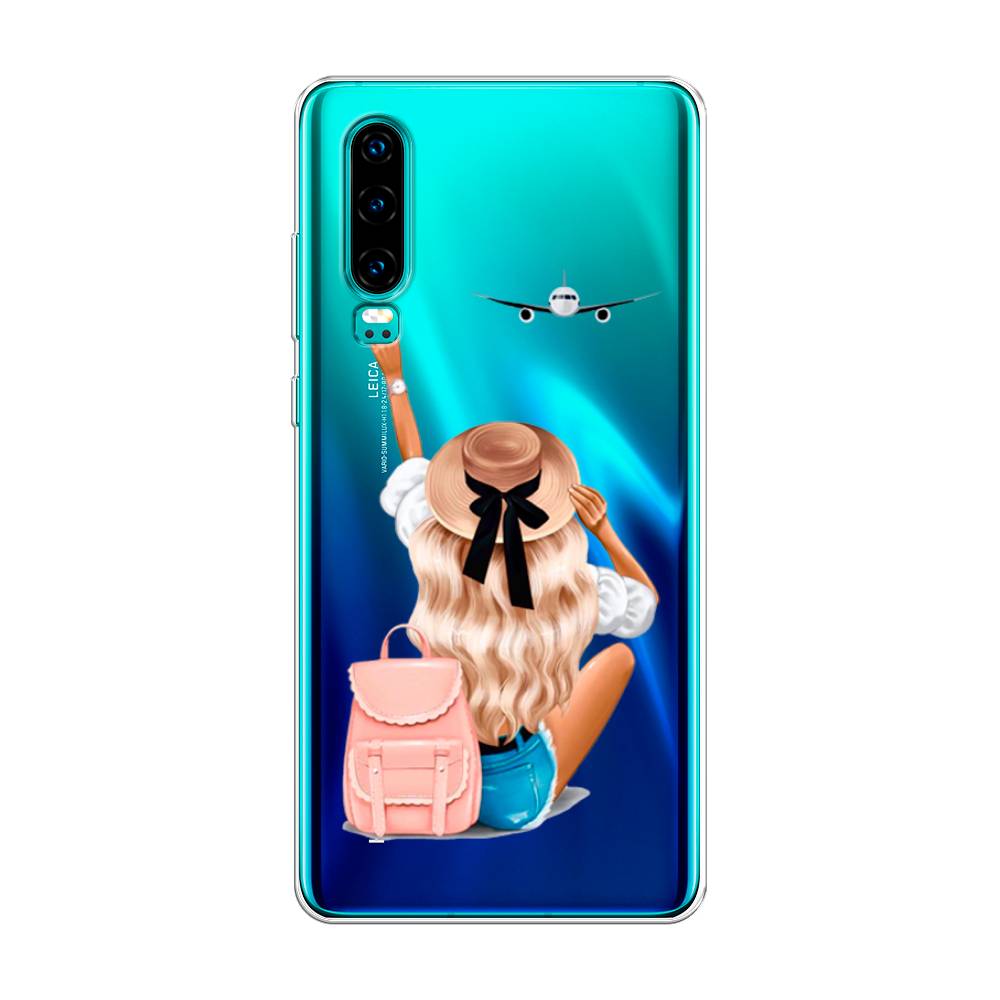 

Чехол Awog на Huawei P30 "Автостопом самолетом", Бежевый;розовый;голубой, 68550-7