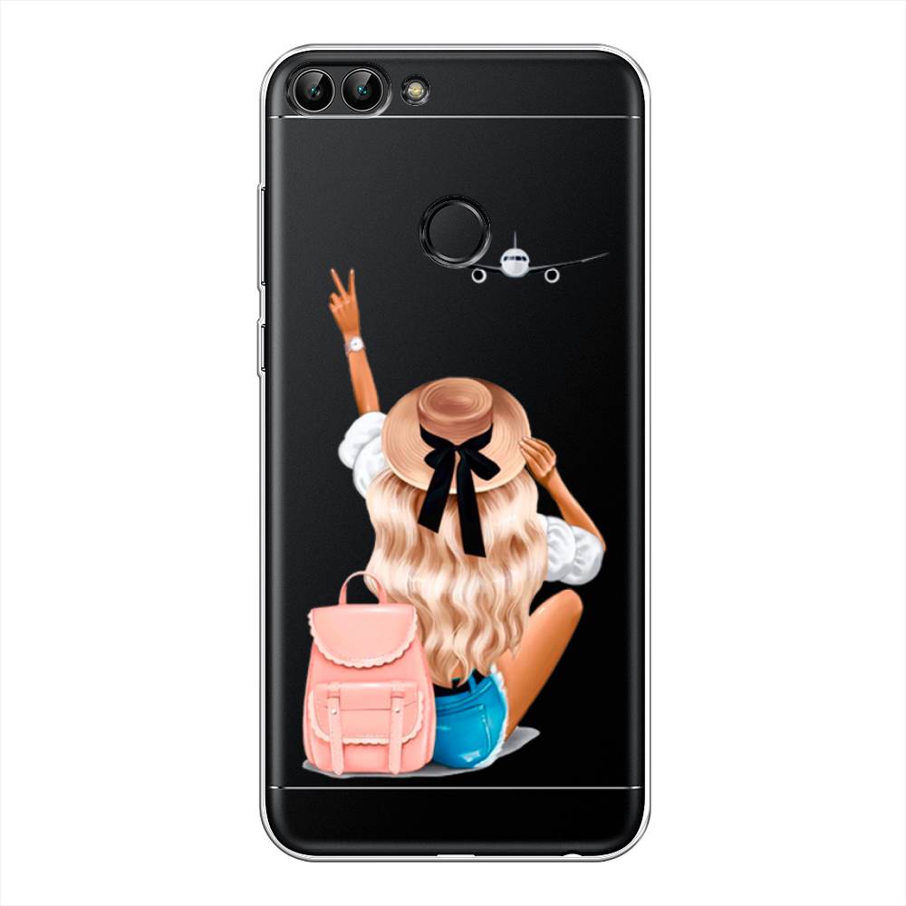 

Чехол Awog на Huawei P Smart "Автостопом самолетом", Бежевый;розовый;голубой, 64050-7