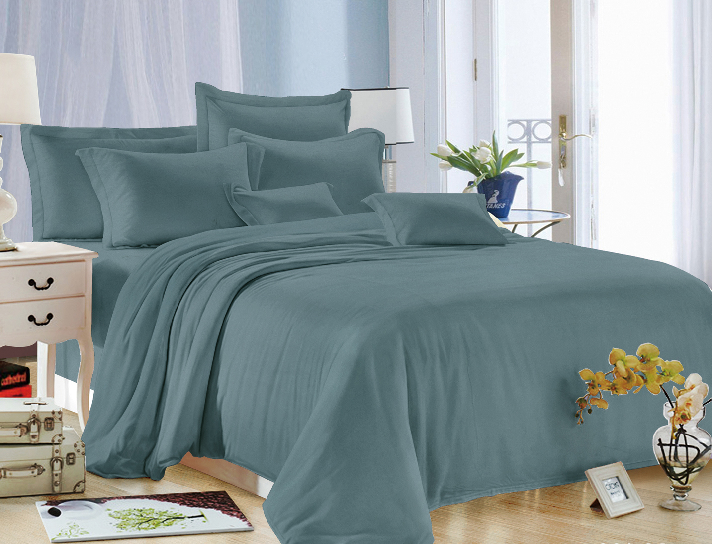 фото Комплект постельного белья павлина luxury 1,5-спальный (m163) изумруд