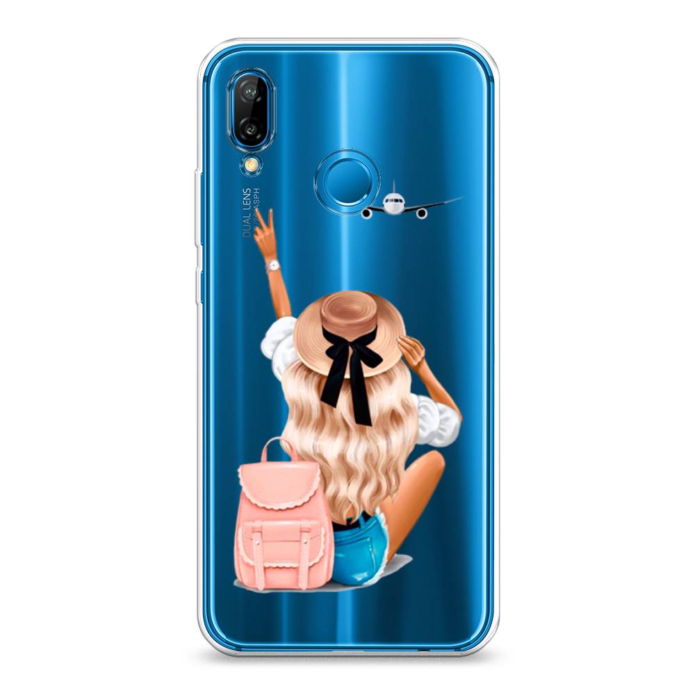 

Чехол Awog на Huawei Nova 3E "Автостопом самолетом", Бежевый;розовый;голубой, 65650-7