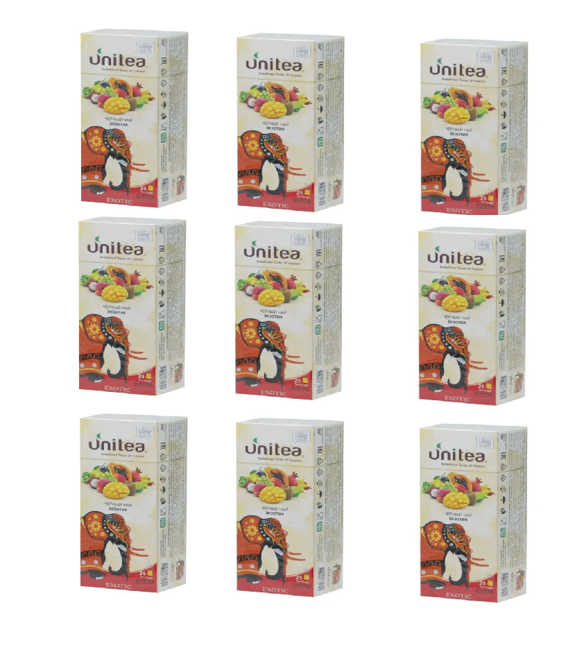 Чай черный UNITEA Exotic Fruits 2,5 г, 9 упаковок по 25 шт