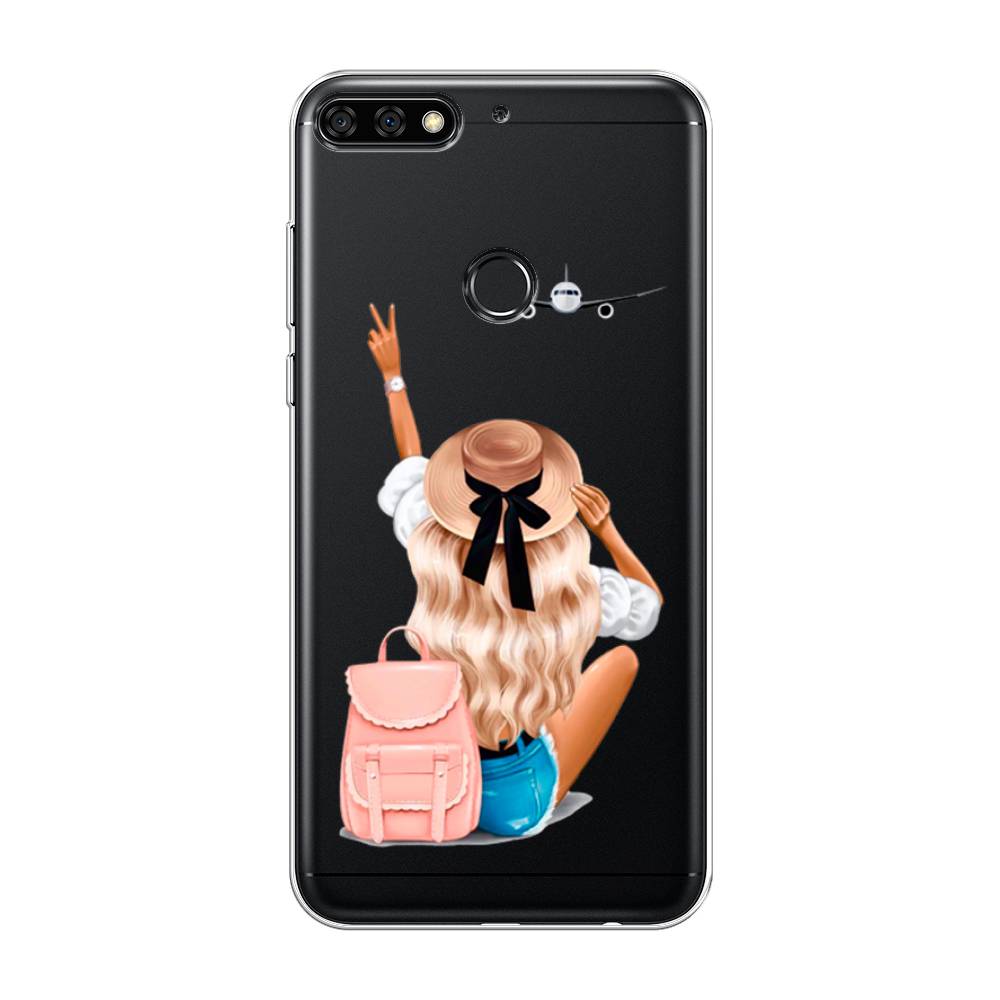 

Чехол Awog на Honor 7C Pro "Автостопом самолетом", Бежевый;розовый;голубой, 65550-7