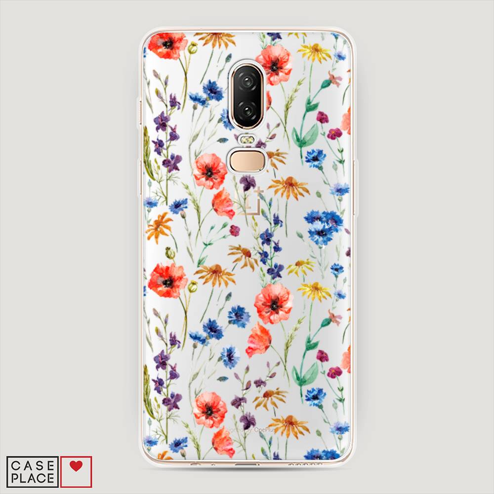 

Чехол Awog на OnePlus 6 / ВанПлас 6 "Маки и васильки фон", 150550-8